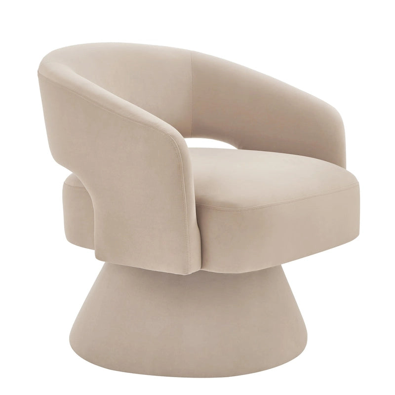 Fauteuil pivotant moderne en forme de tonneau, chaises d'appoint rondes rembourrées en velours, fauteuil pivotant confortable à 360 degrés avec dossier ouvert