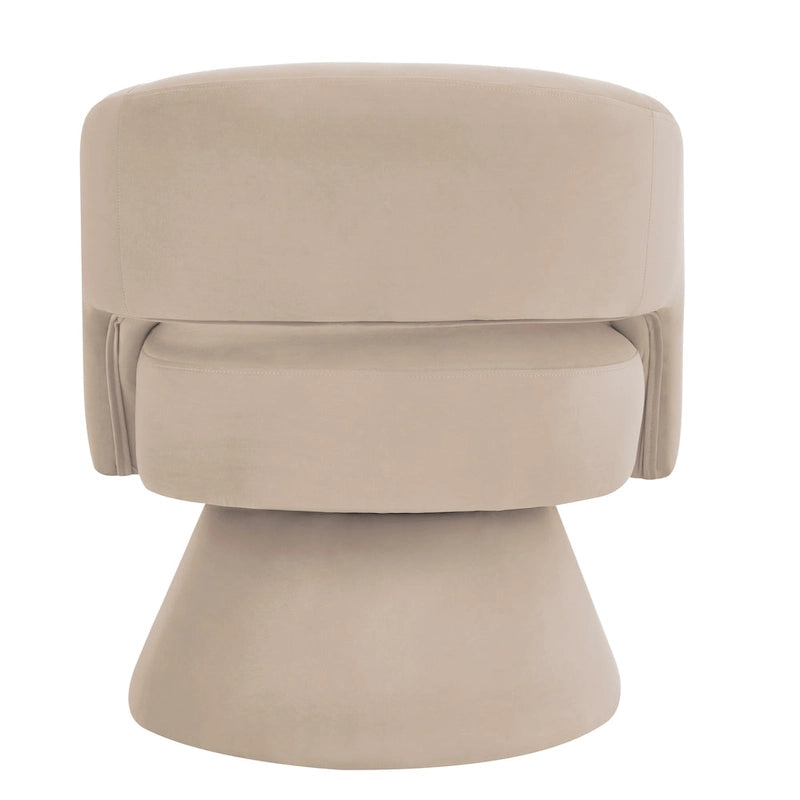 Fauteuil pivotant moderne en forme de tonneau, chaises d'appoint rondes rembourrées en velours, fauteuil pivotant confortable à 360 degrés avec dossier ouvert