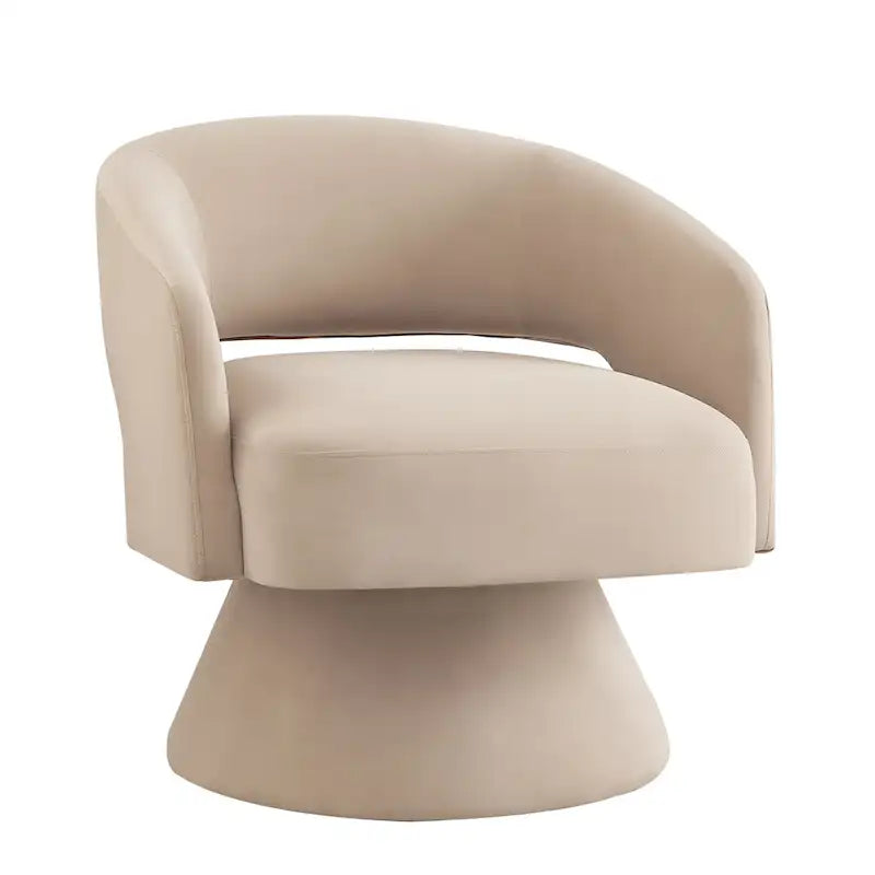 Fauteuil pivotant moderne en forme de tonneau, chaises d'appoint rondes rembourrées en velours, fauteuil pivotant confortable à 360 degrés avec dossier ouvert