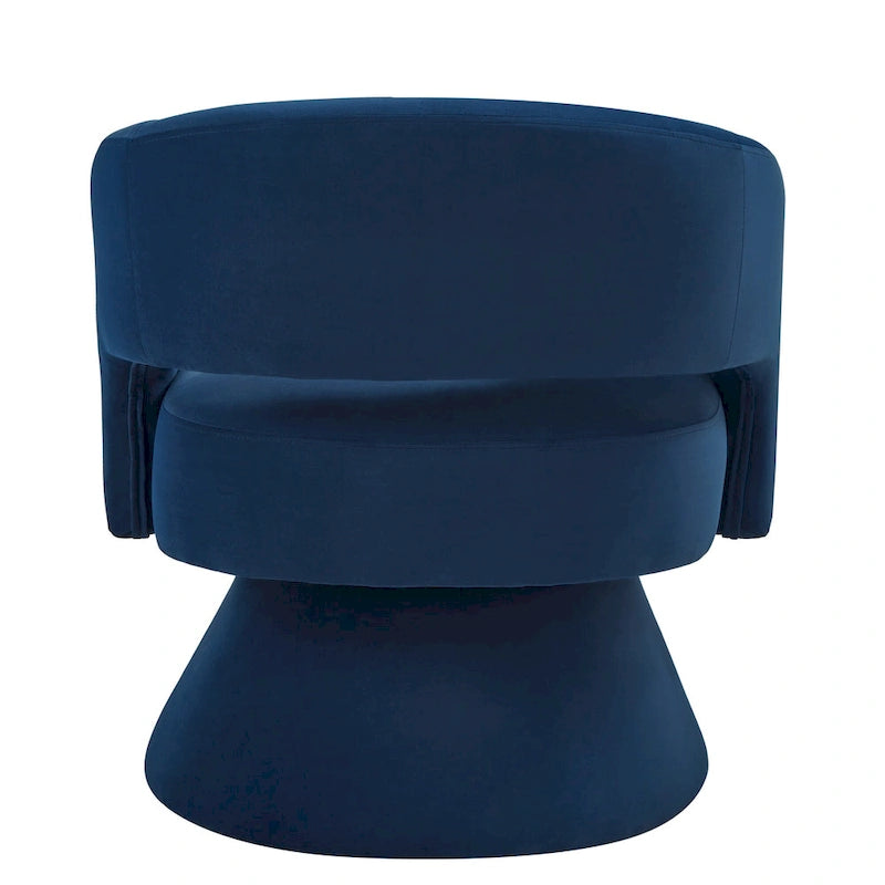 Fauteuil pivotant moderne en forme de tonneau, chaises d'appoint rondes rembourrées en velours, fauteuil pivotant confortable à 360 degrés avec dossier ouvert