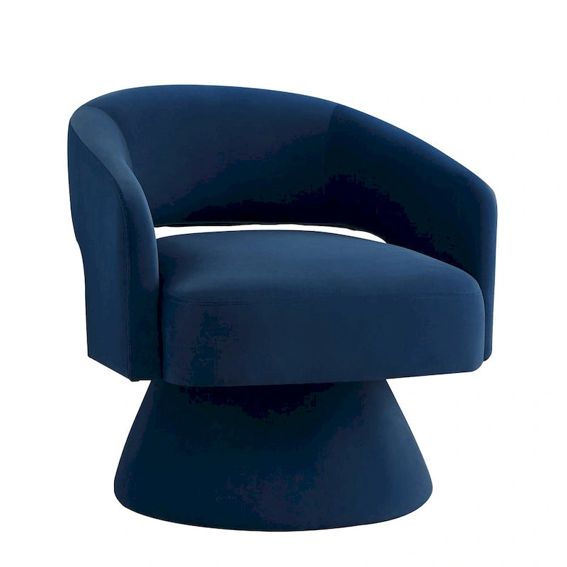 Fauteuil pivotant moderne en forme de tonneau, chaises d'appoint rondes rembourrées en velours, fauteuil pivotant confortable à 360 degrés avec dossier ouvert