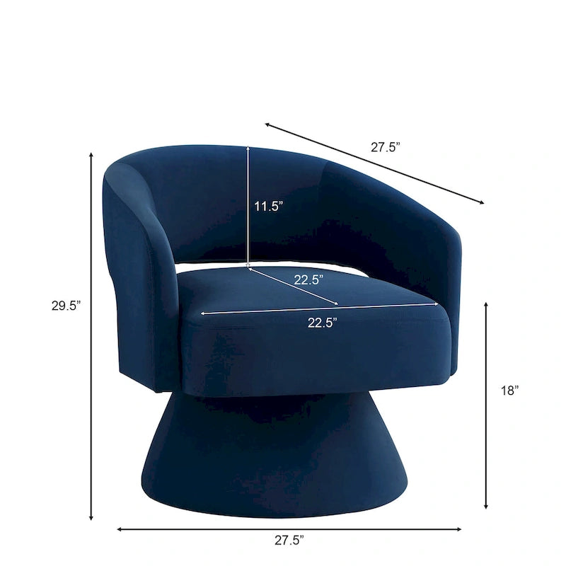 Fauteuil pivotant moderne en forme de tonneau, chaises d'appoint rondes rembourrées en velours, fauteuil pivotant confortable à 360 degrés avec dossier ouvert