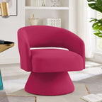 Fauteuil pivotant moderne en forme de tonneau, chaises d'appoint rondes rembourrées en velours, fauteuil pivotant confortable à 360 degrés avec dossier ouvert