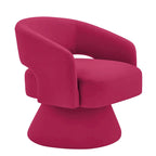 Fauteuil pivotant moderne en forme de tonneau, chaises d'appoint rondes rembourrées en velours, fauteuil pivotant confortable à 360 degrés avec dossier ouvert