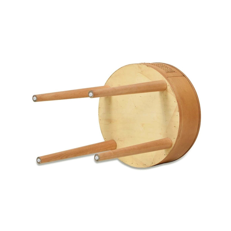 Table d'appoint ronde en rotin de 45 cm, bois de chêne brun naturel
