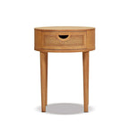 Table d'appoint ronde en rotin de 45 cm, bois de chêne brun naturel