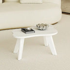 Table basse moderne en forme de nuage blanche avec pieds en bois massif