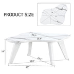 Table basse moderne en forme de nuage blanche avec pieds en bois massif