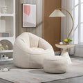 Fauteuil d'appoint moderne beige en microfibre 40 avec ottoman