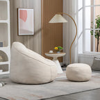 Fauteuil d'appoint moderne beige en microfibre 40 avec ottoman
