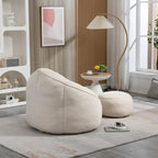 Fauteuil d'appoint moderne beige en microfibre 40 avec ottoman