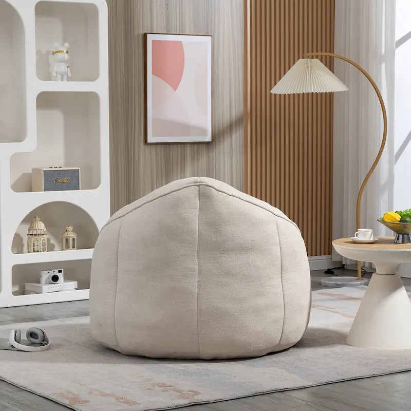 Fauteuil d'appoint moderne beige en microfibre 40 avec ottoman