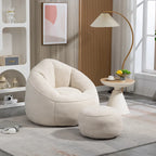 Fauteuil d'appoint moderne beige en microfibre 40 avec ottoman
