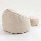 Fauteuil d'appoint moderne beige en microfibre 40 avec ottoman