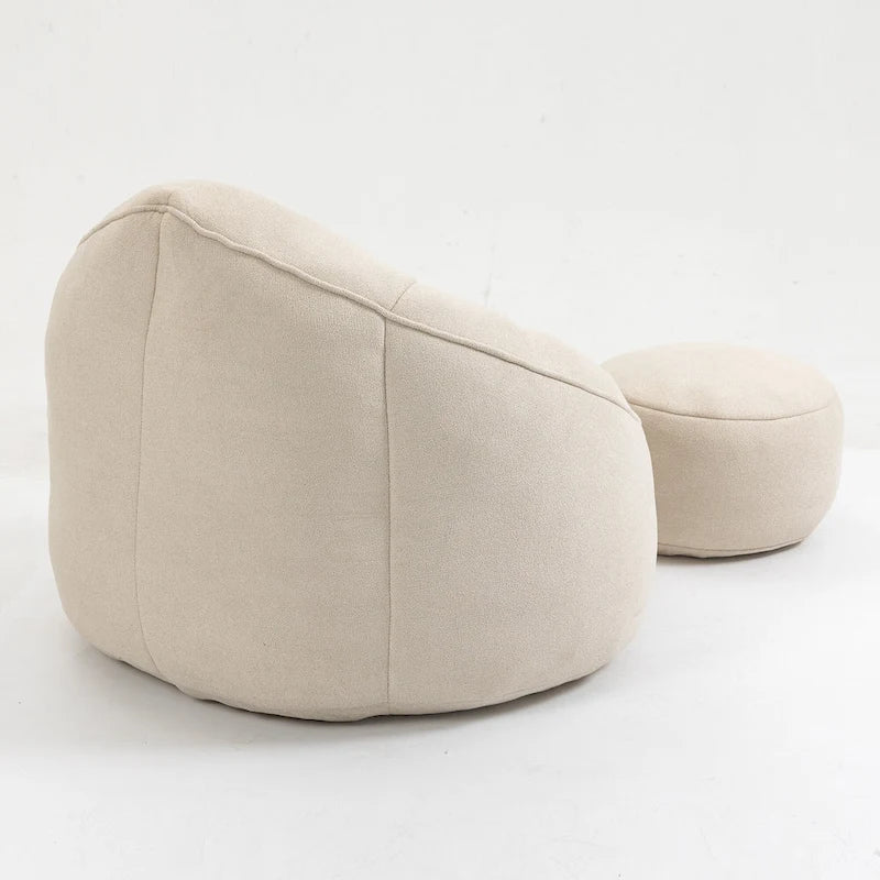 Fauteuil d'appoint moderne beige en microfibre 40 avec ottoman