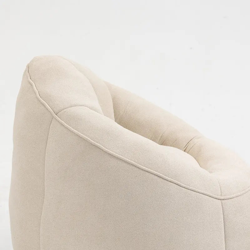 Fauteuil d'appoint moderne beige en microfibre 40 avec ottoman
