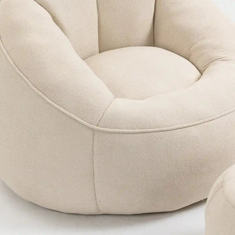 Fauteuil d'appoint moderne beige en microfibre 40 avec ottoman