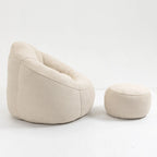 Fauteuil d'appoint moderne beige en microfibre 40 avec ottoman