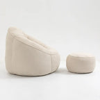 Fauteuil d'appoint moderne beige en microfibre 40 avec ottoman