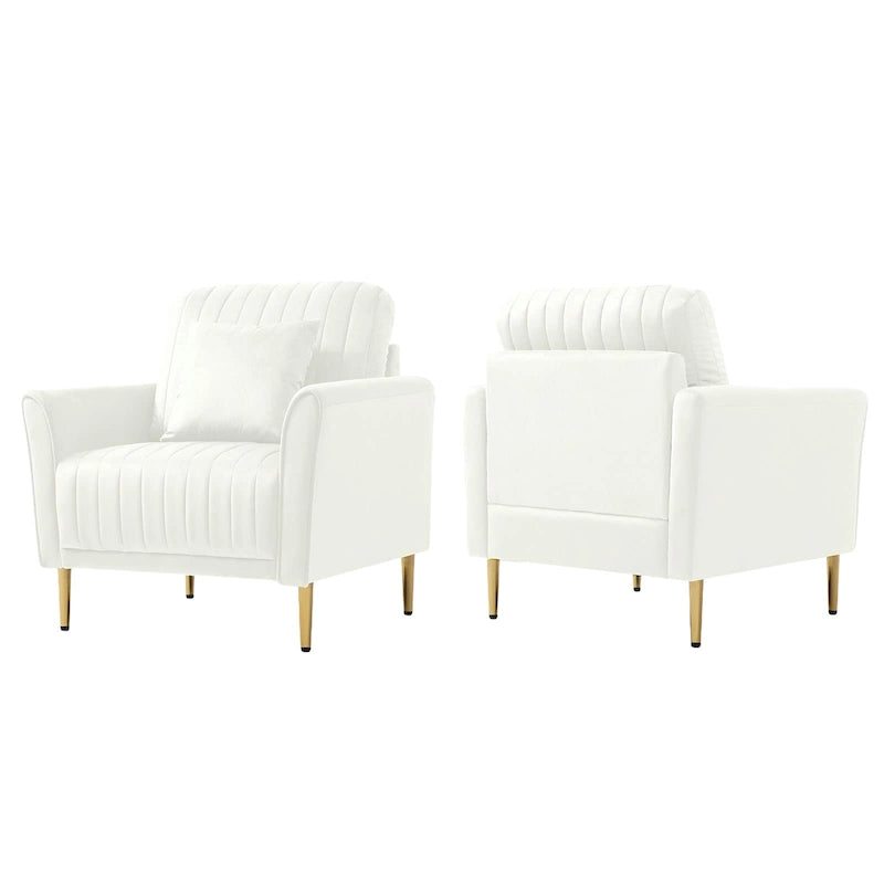 Fauteuil d'appoint en velours pour salon, lot de 2