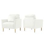 Fauteuil d'appoint en velours pour salon, lot de 2
