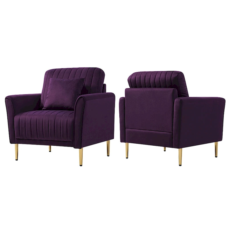 Fauteuil d'appoint en velours pour salon, lot de 2