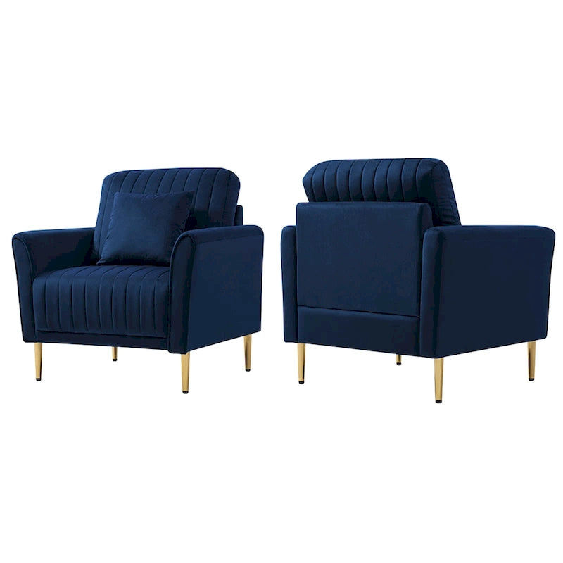Fauteuil d'appoint en velours pour salon, lot de 2