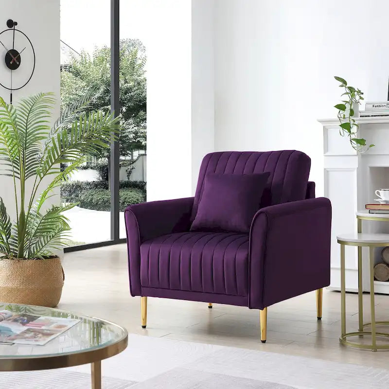 Fauteuil d'appoint en velours pour salon, lot de 2