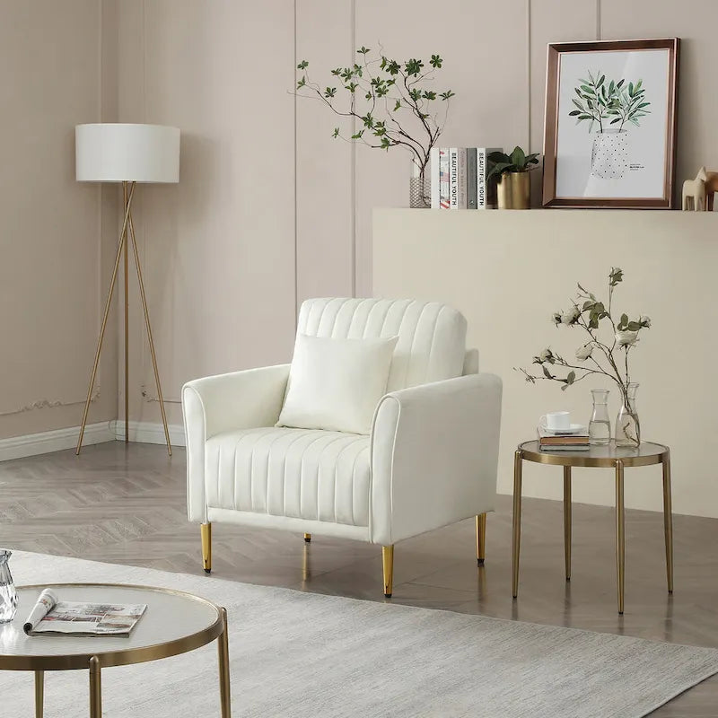 Fauteuil d'appoint en velours pour salon, lot de 2