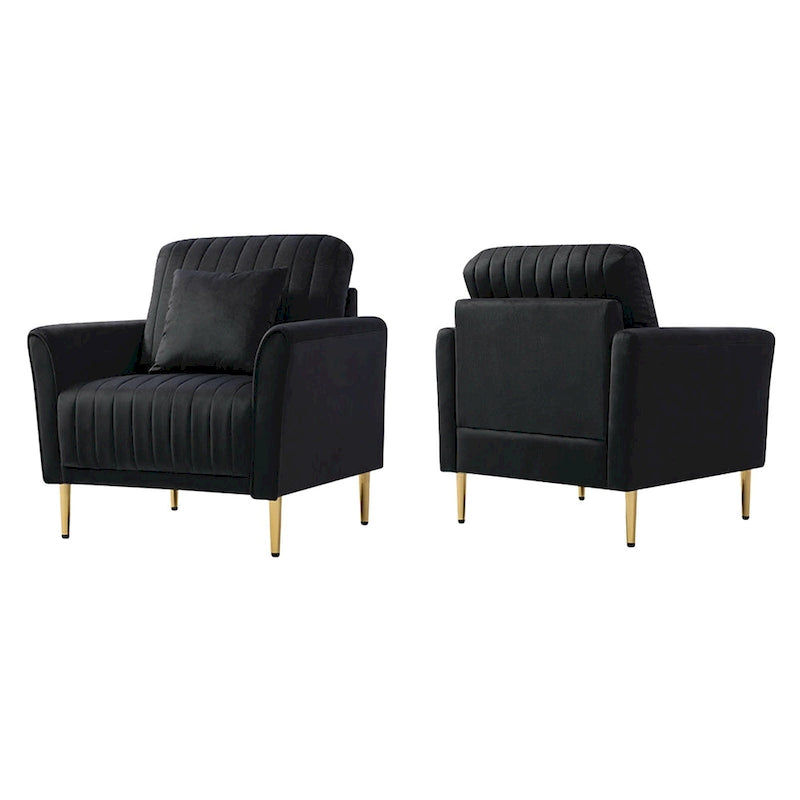 Fauteuil d'appoint en velours pour salon, lot de 2