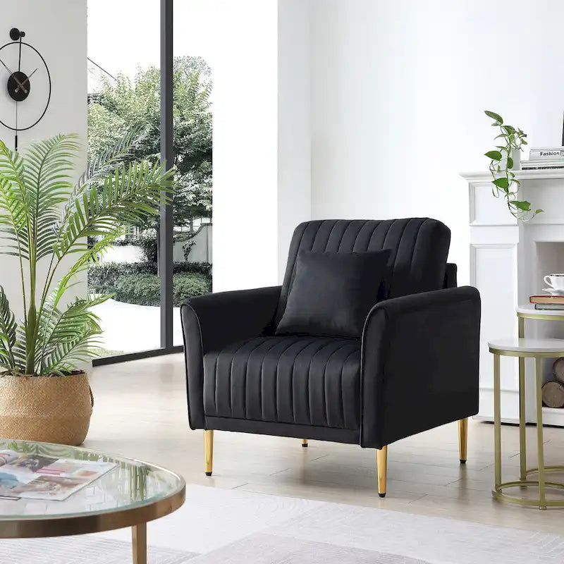 Fauteuil d'appoint en velours pour salon, lot de 2