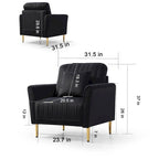 Fauteuil d'appoint en velours pour salon, lot de 2