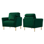 Fauteuil d'appoint en velours pour salon, lot de 2