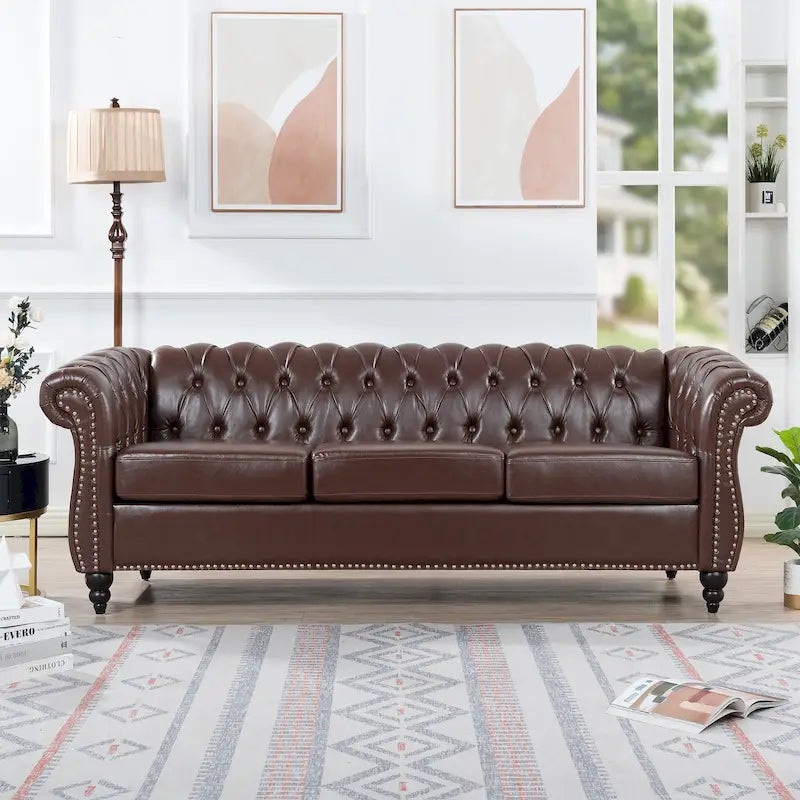 Canapé Chesterfield 3 places moderne Mid-Century 213 cm