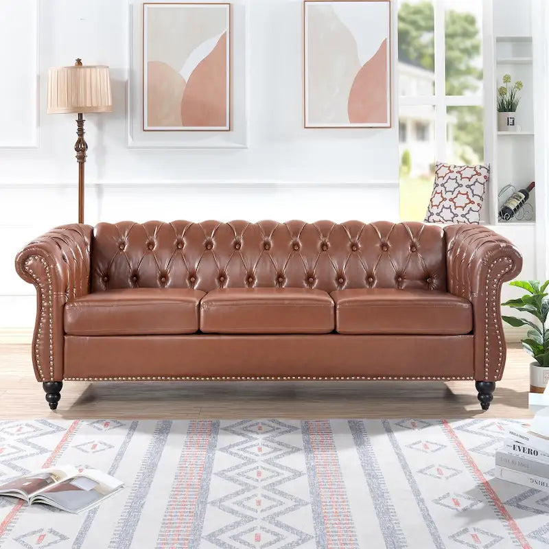 Canapé Chesterfield 3 places moderne Mid-Century 213 cm