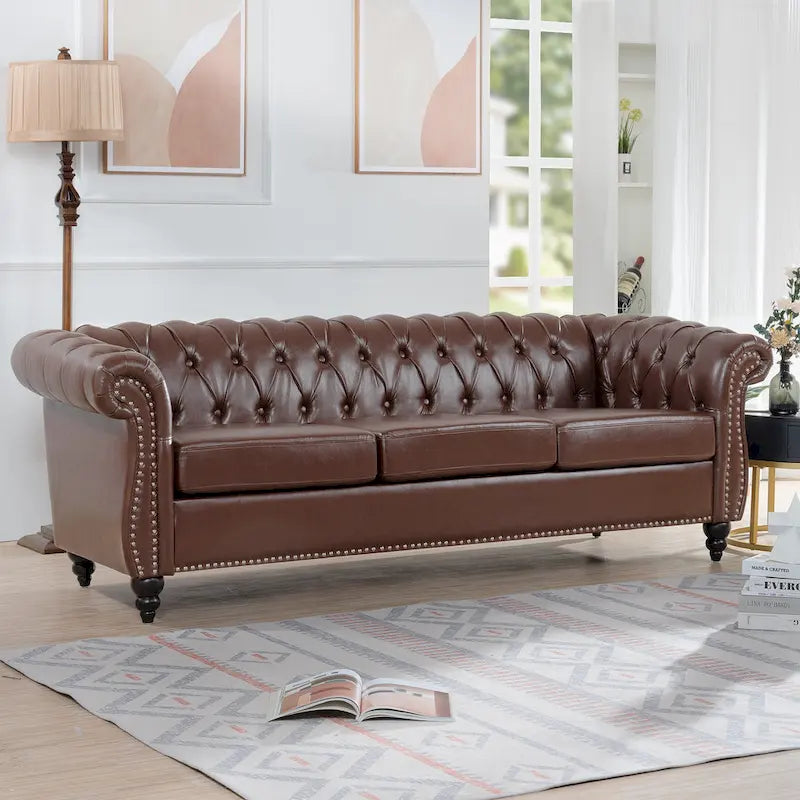 Canapé Chesterfield 3 places moderne Mid-Century 213 cm