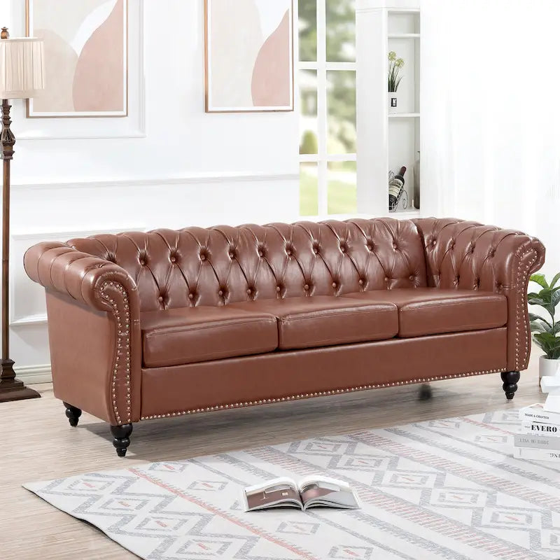 Canapé Chesterfield 3 places moderne Mid-Century 213 cm