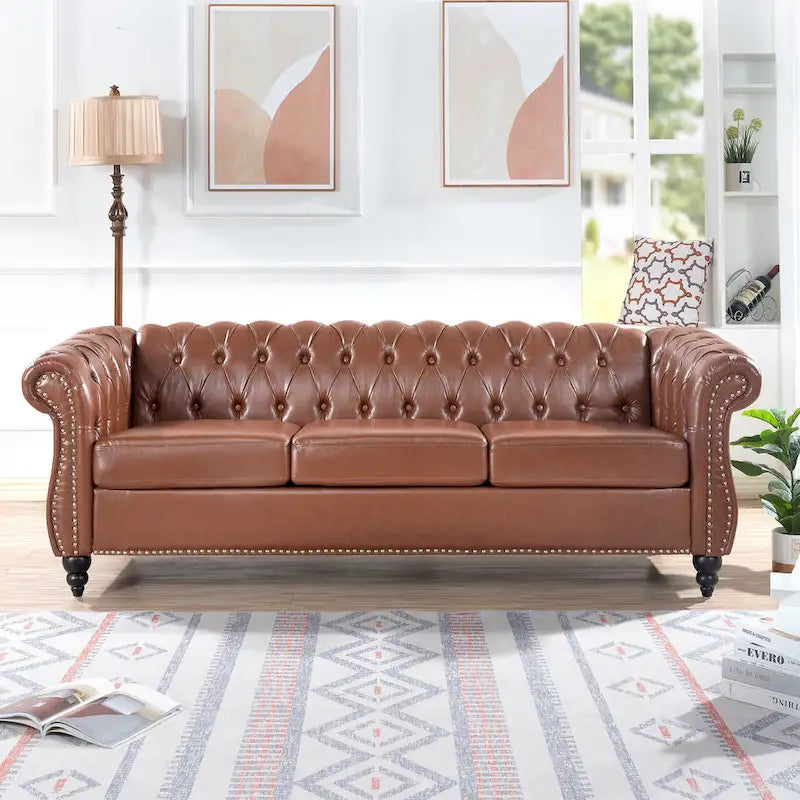 Canapé Chesterfield 3 places moderne Mid-Century 213 cm