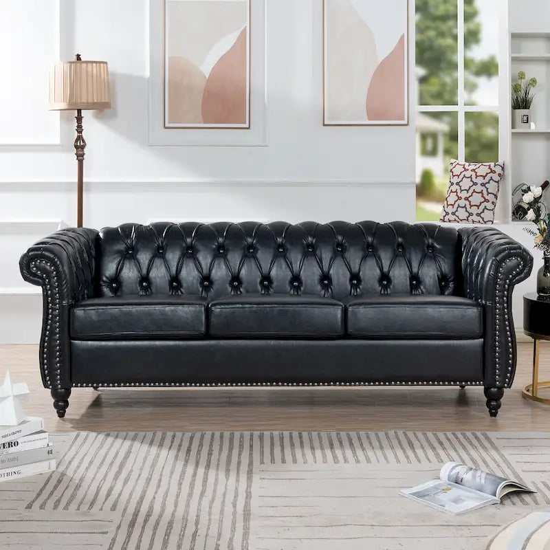 Canapé Chesterfield 3 places moderne Mid-Century 213 cm