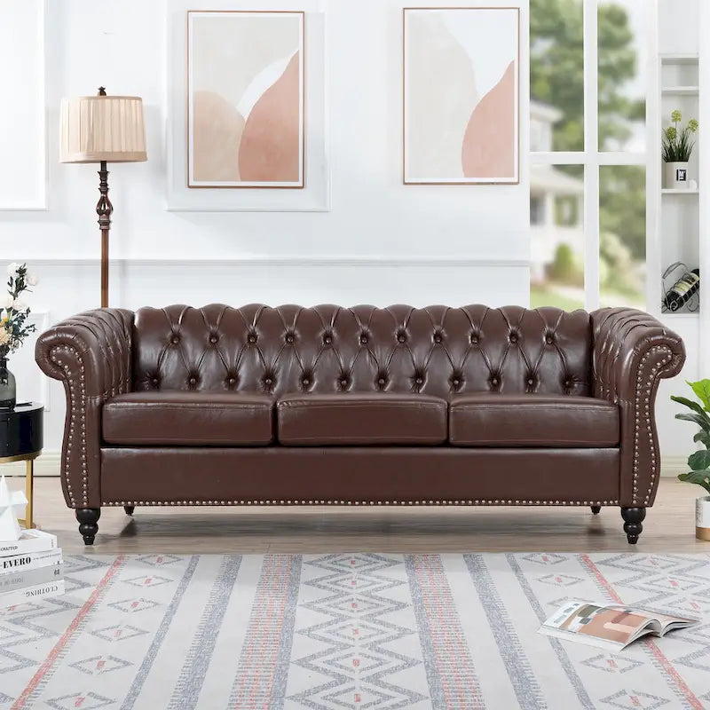 Canapé Chesterfield 3 places moderne Mid-Century 213 cm