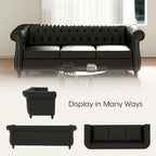 Canapé Chesterfield 3 places moderne Mid-Century 213 cm