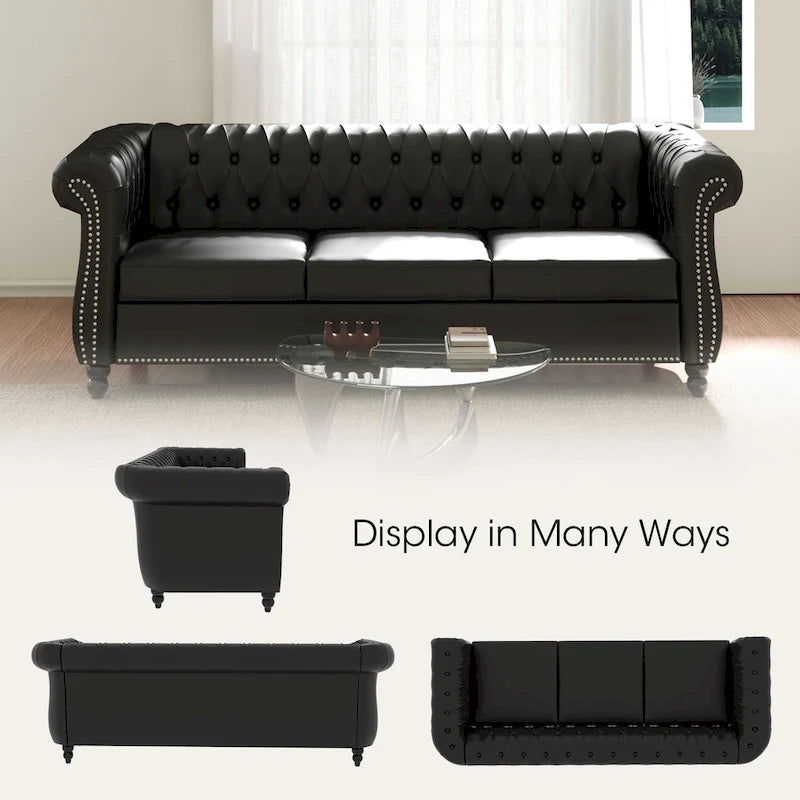 Canapé Chesterfield 3 places moderne Mid-Century 213 cm