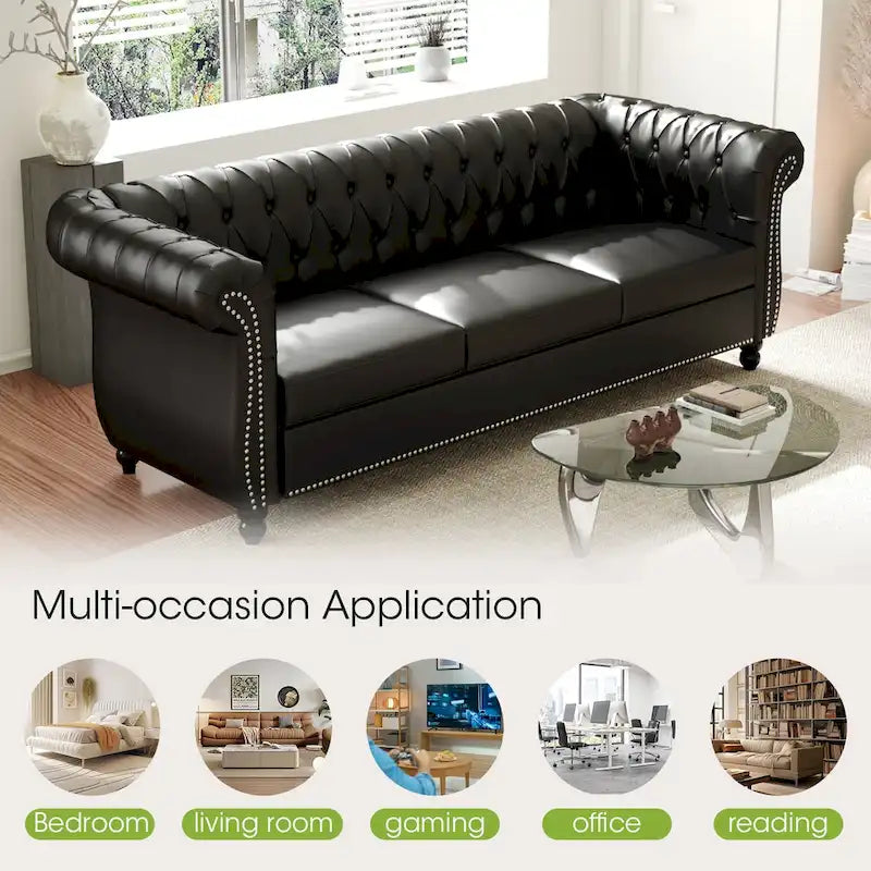 Canapé Chesterfield 3 places moderne Mid-Century 213 cm