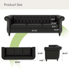 Canapé Chesterfield 3 places moderne Mid-Century 213 cm