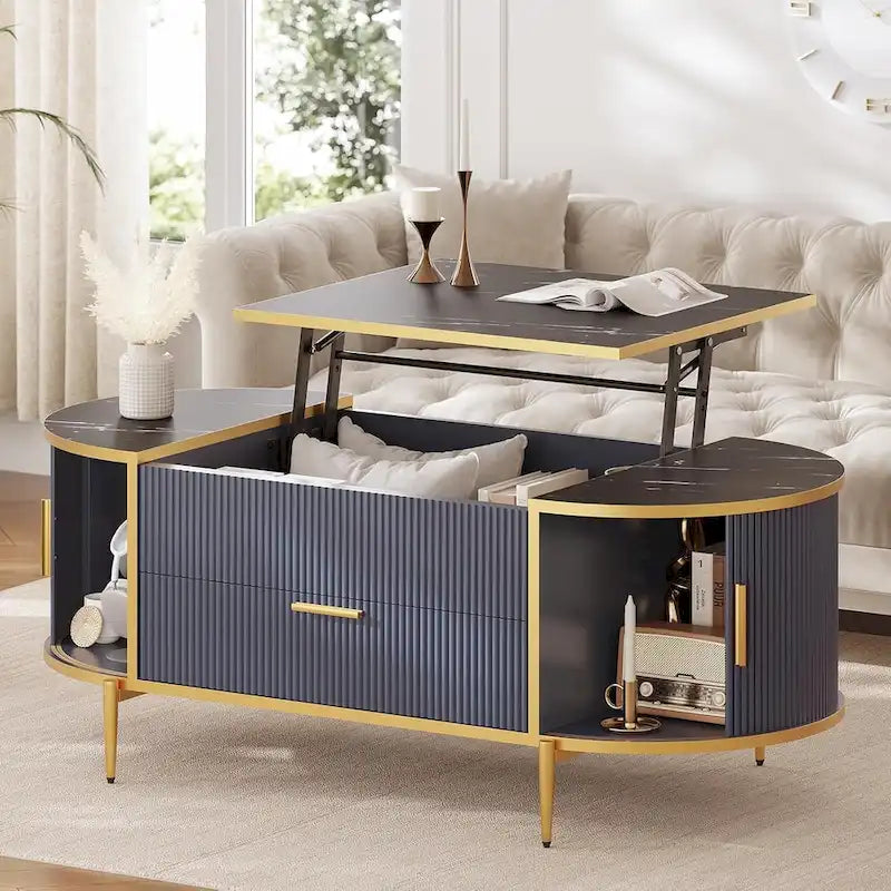 Table basse relevable Compartiment de rangement Porte de grange