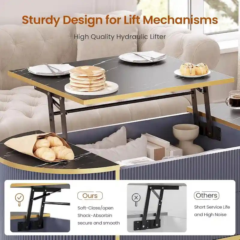 Table basse relevable Compartiment de rangement Porte de grange