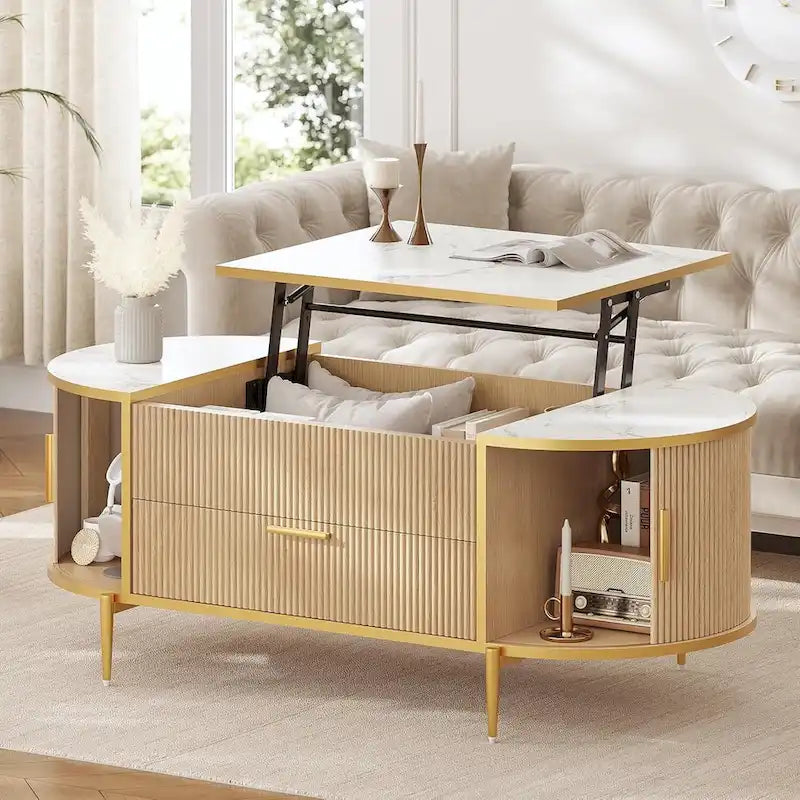 Table basse relevable Compartiment de rangement Porte de grange