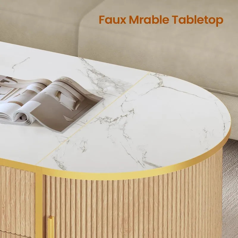 Table basse relevable Compartiment de rangement Porte de grange