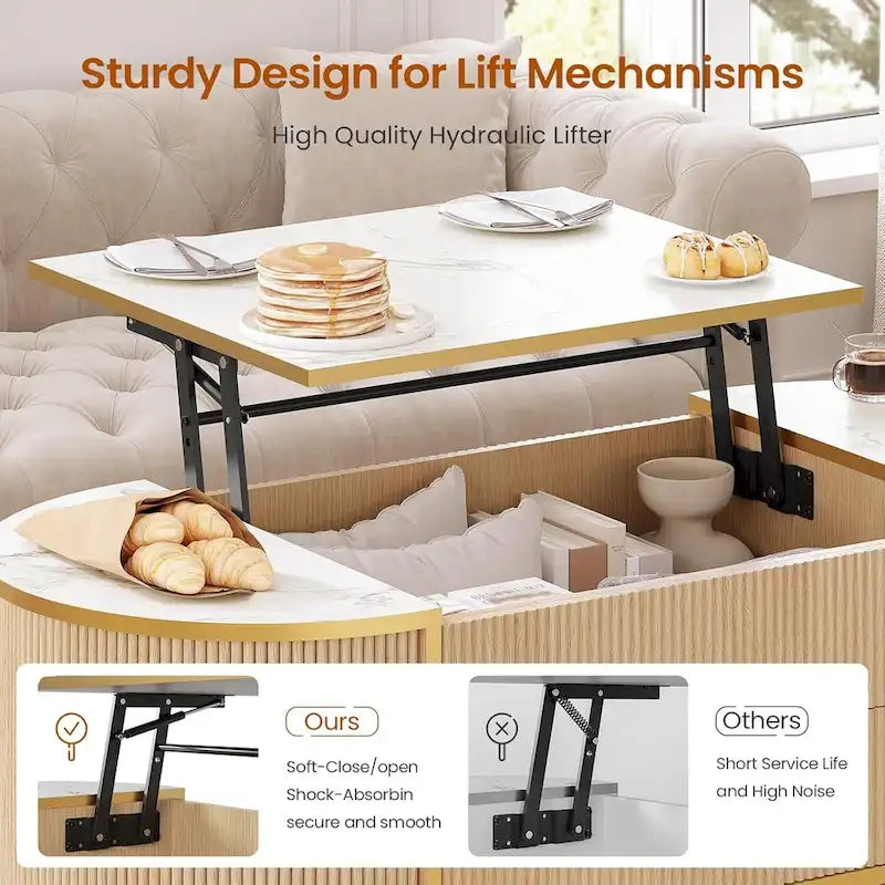 Table basse relevable Compartiment de rangement Porte de grange