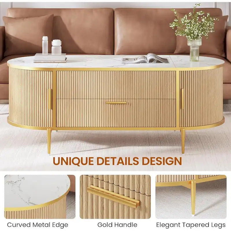 Table basse relevable Compartiment de rangement Porte de grange